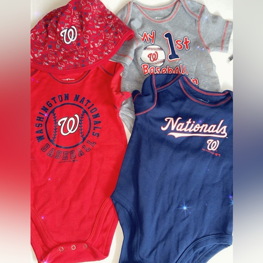 18M Washington Nationals Baseball Onesie Hat Bundle NWT